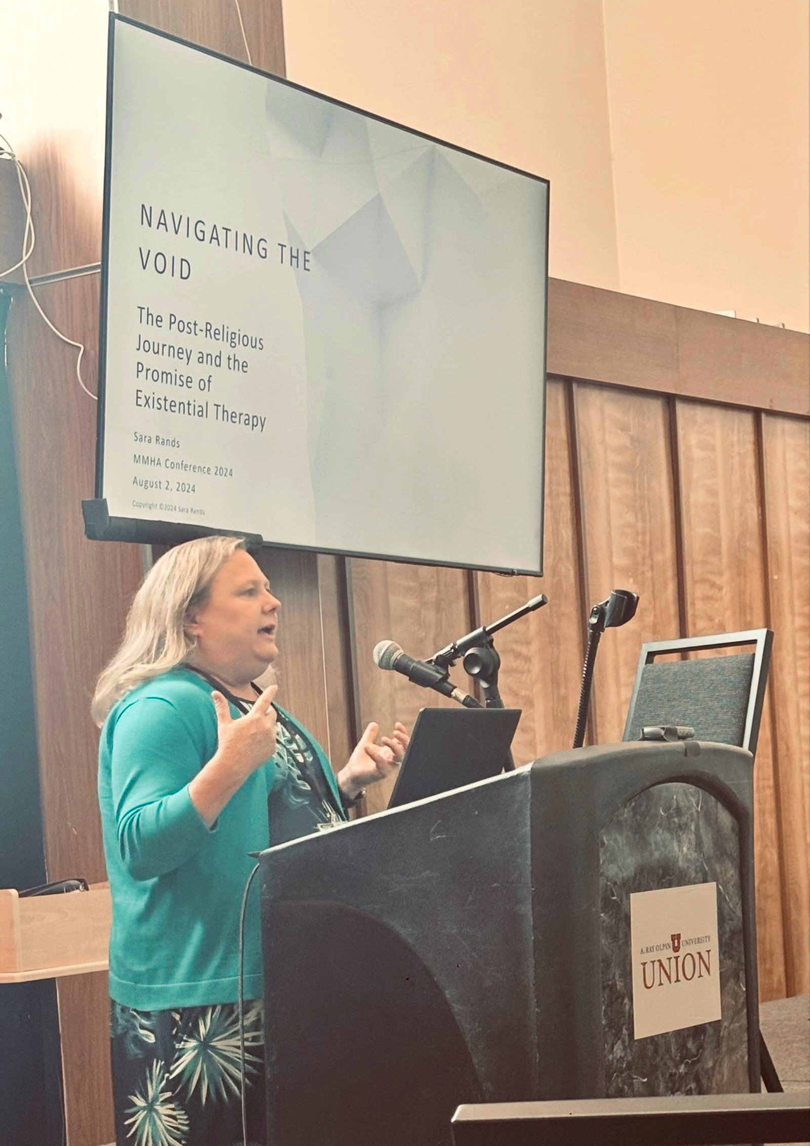 Sara speaking at Mormon Mental Health Associationconference